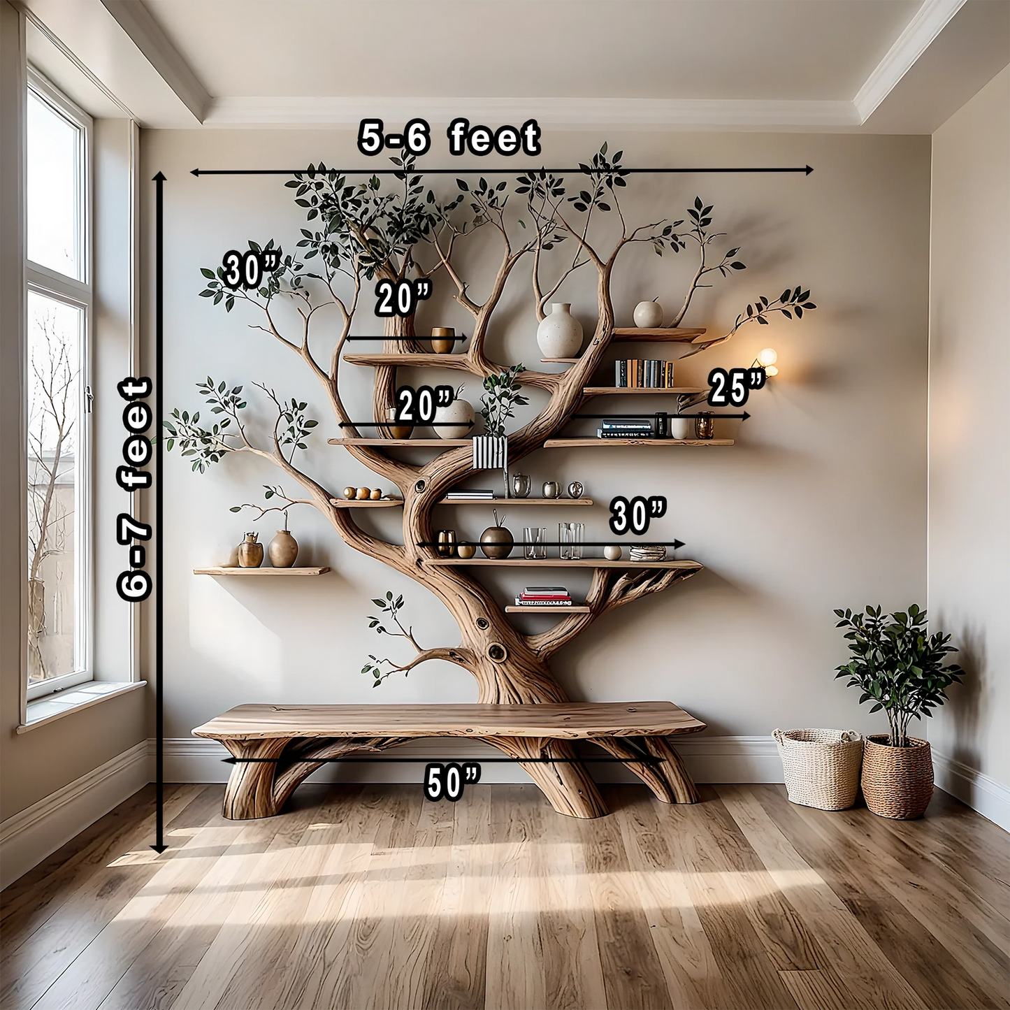 Tree Shaped Bench, Unique Garden Furniture, Outdoor Decor, Tree Design Bench, Patio Seating, Rustic Yard Decor Indoor outdoor