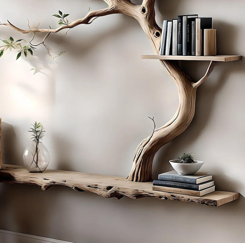 Tree branch bookshelf with stand, wall decoration bookshelf, living room decoration