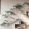 Rustic Tree Branch Floating Corner Shelf with Corner Lshaped Bench Handmade Driftwood bookshelf wall decor & home storage