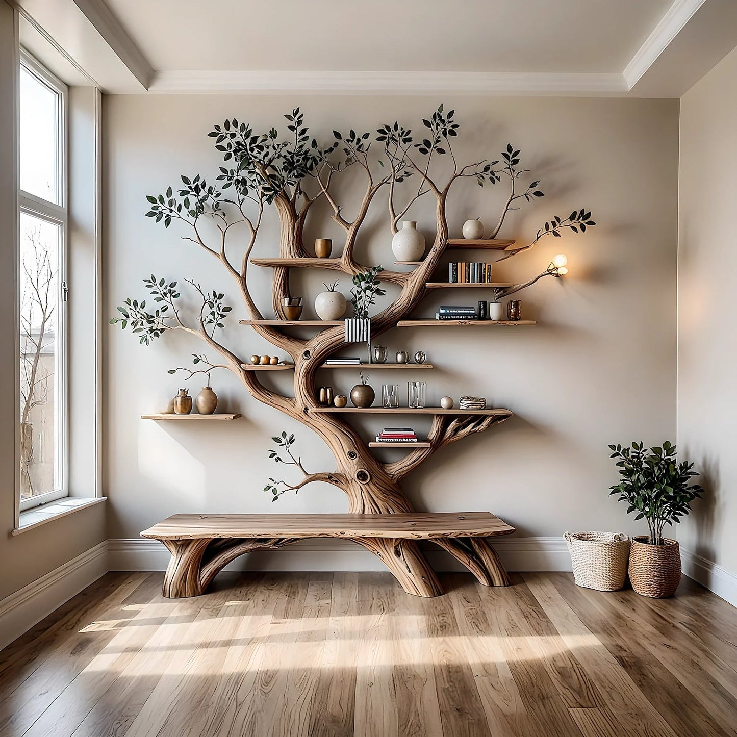 Tree Shaped Bench, Unique Garden Furniture, Outdoor Decor, Tree Design Bench, Patio Seating, Rustic Yard Decor Indoor outdoor