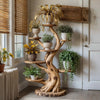 Tree Plant Stand Artistic plant shelf, made of solid wood, home decoration shelf.