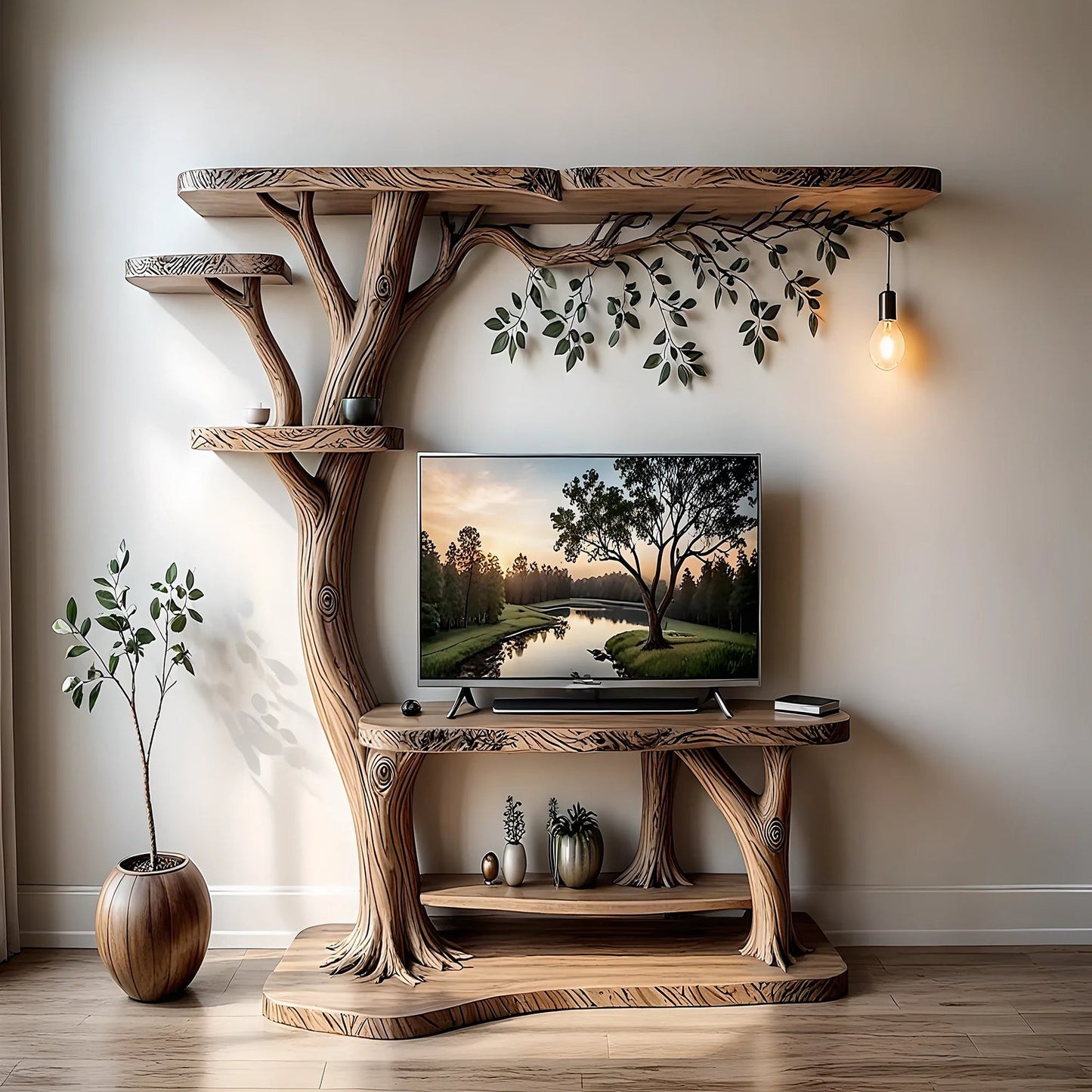 Classic style TV shelf, tree shaped TV shelf, living room decoration shelf
