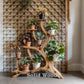 Tree Plant Stand Artistic plant shelf, made of solid wood, home decoration shelf.