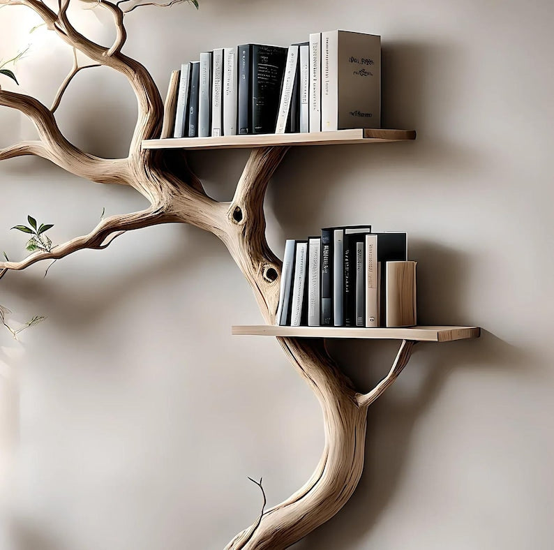 Tree branch bookshelf with stand, wall decoration bookshelf, living room decoration