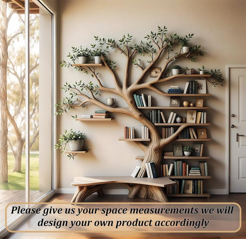 Tree Branch Shelf, Artistic Display Shelf, Natural Wall Furniture, Wooden Branch Shelf, Home Decoration library bookshelf
