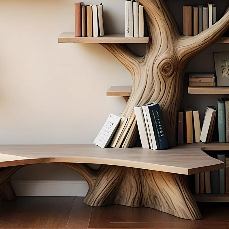 Tree Branch Shelf, Artistic Display Shelf, Natural Wall Furniture, Wooden Branch Shelf, Home Decoration library bookshelf