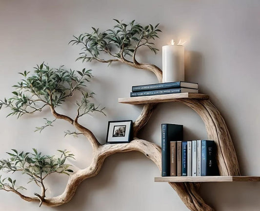 Solid Wooden Bookshelf with Tree branches