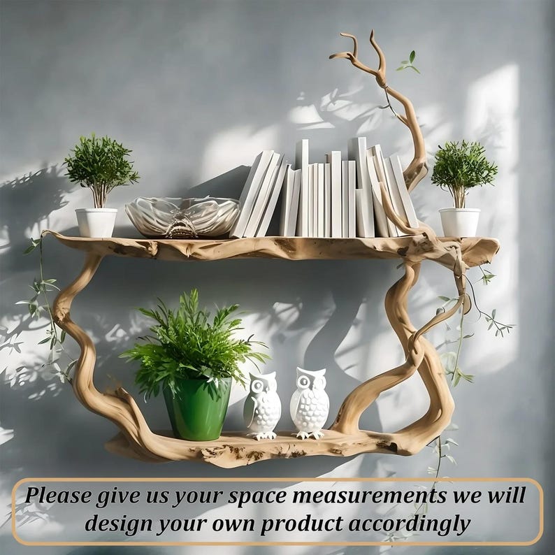 Driftwood bookshelf,wall-mounted,personal tree branch shelf ,children's bookshelf,library bookshelf Home Decor Living room decor 46"H × 42"W