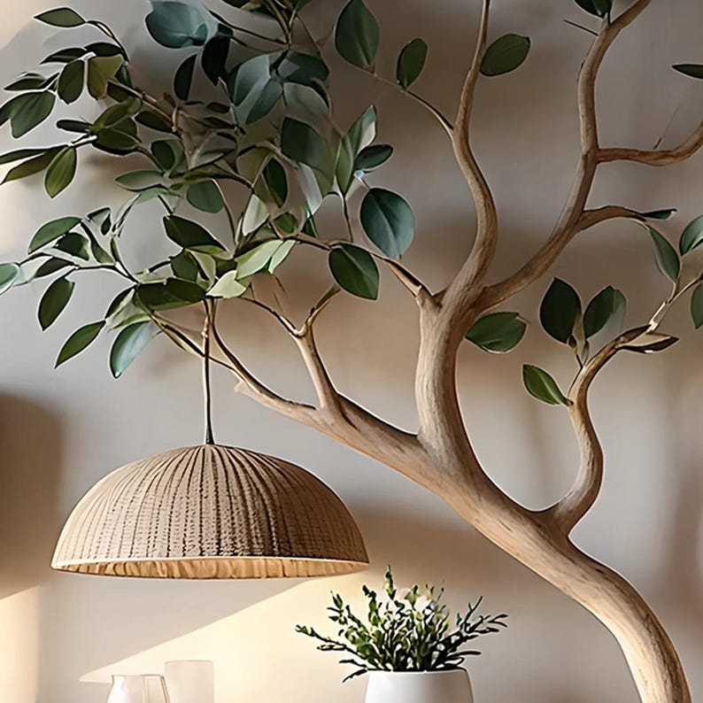 Tree shaped bedside table with night light, solid wood bedside table. 50'H ×40"W