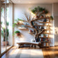 Floating bookshelf shaped like a tree branch made from real wood – delicate, durable, ideal for home decoration and storing books.
