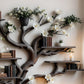 Artistic bookshelf made from real wood – each tree-shaped shelf is a natural work of art, creating a highlight for the study corner.
