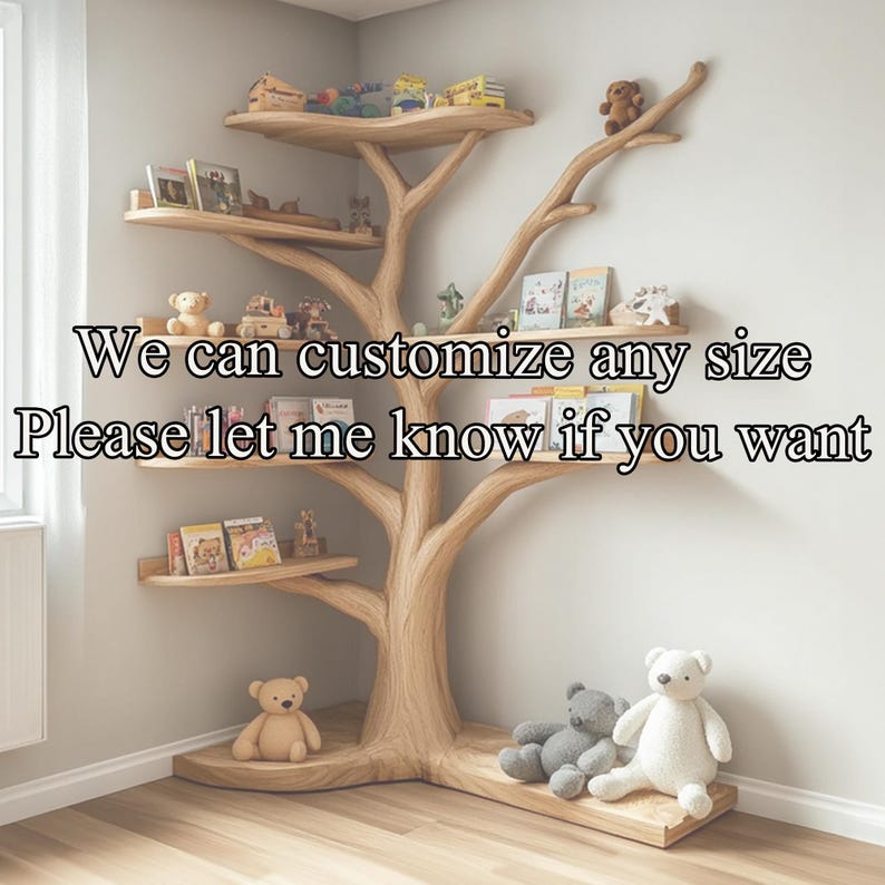 Tree bookshelves custom floating shelves solid wood bookcase carving driftwood art shelves on wall