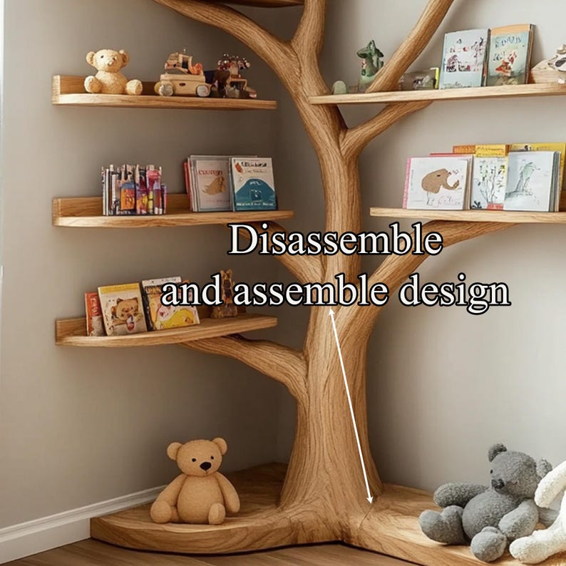 Tree bookshelves custom floating shelves solid wood bookcase carving driftwood art shelves on wall